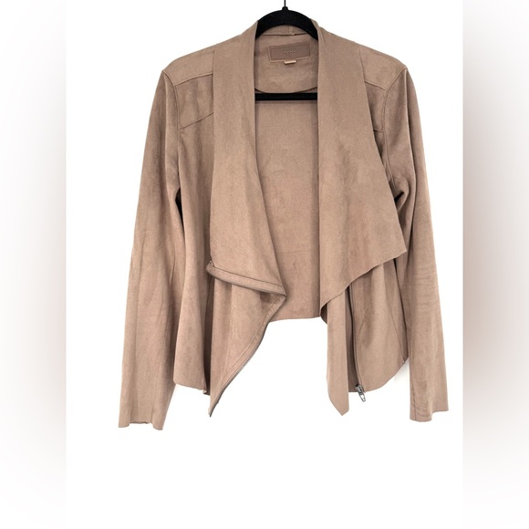 Blank NYC Tan Blazer with Waterfall Front Zipper Front Size M - Picture 1 of 10